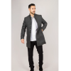 Men's Stand Collar Wool Blend Grey Overcoat