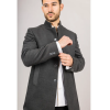 Men's Stand Collar Wool Blend Grey Overcoat