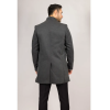 Men's Stand Collar Wool Blend Grey Overcoat