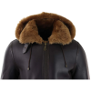 Men's Brown Leather Sherling Sheepskin Hood Jacket Aviator Flying Pilot