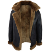 Men's Brown Leather Sherling Sheepskin Hood Jacket Aviator Flying Pilot