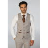 Leo - Men's Beige Checked Tailored Fit Waistcoat