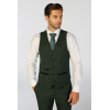 Leo - Men's Green Checked Tailored Fit Waistcoat