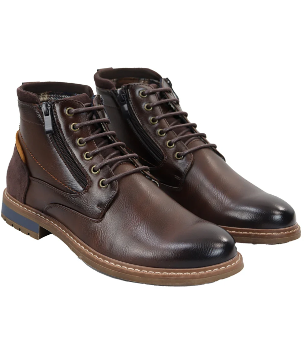 Men's Lace Up Brown Ankle Boots