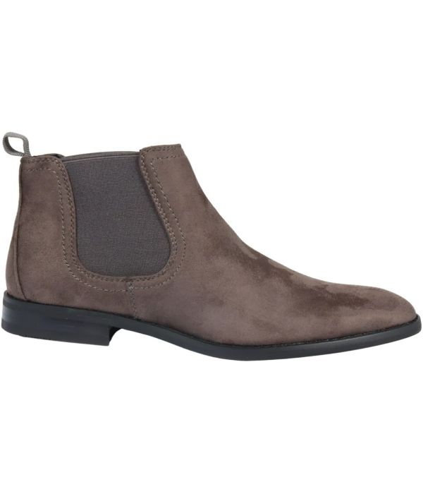 Men's Slip On Grey Suede Leather Lined Chelsea Boots
