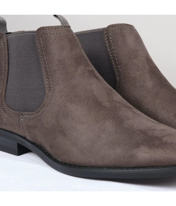 Men's Slip On Grey Suede Leather Lined Chelsea Boots