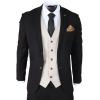 Mayfair - Men's 3 Piece Black Suit With Cream Waistcoat