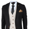 Mayfair - Men's 3 Piece Black Suit With Cream Waistcoat