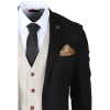 Mayfair - Men's 3 Piece Black Suit With Cream Waistcoat