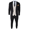 Mayfair - Men's 3 Piece Black Suit With Cream Waistcoat