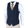Mayfair - Men's 3 Piece Cream Suit With Navy Waistcoat