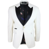 Rosa - Men's Soft Velvet Ivory Cream 1 Button Dinner Jacket Tuxedo Blazer Fit