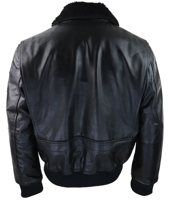 Men's Full Black Grey Topgun Maverick Jacket Pilot Bomber US Badges Black Fur Tom Cat