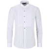 Men's Wing Collar White Shirt Pleated Tuxedo Double Cuff Satin Cotton