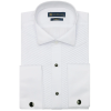 Men's Wing Collar White Shirt Pleated Tuxedo Double Cuff Satin Cotton